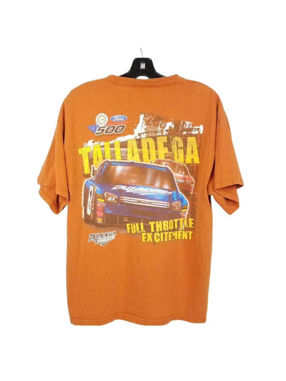 Talladega 500 T-Shirt M READ Ford Full Throttle Excitement Racing Orange Graphic